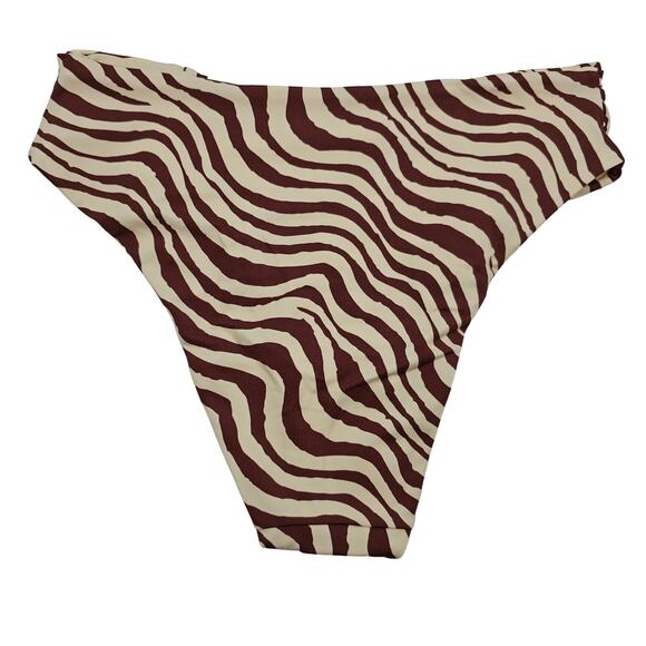 Andie Swim Womans size S The Ruched Side Bikini Bottom Bias Stripe Truffle NEW - Picture 3 of 8